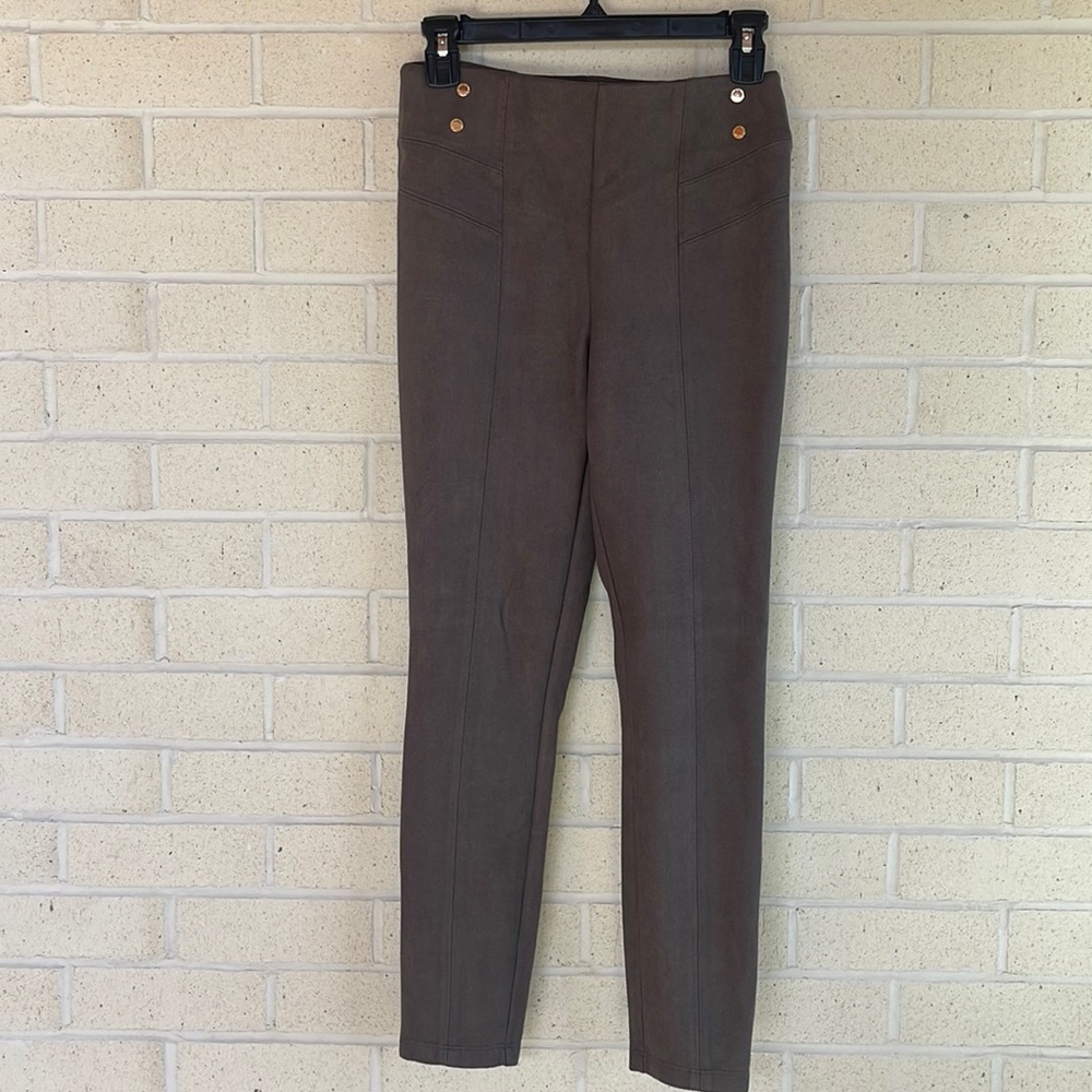 Marc New York suede leggings with gold buttons